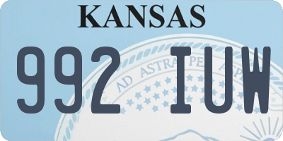 KS license plate 992IUW