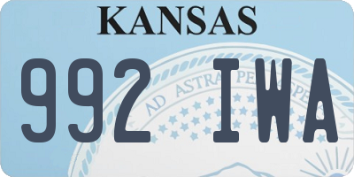 KS license plate 992IWA