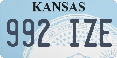 KS license plate 992IZE