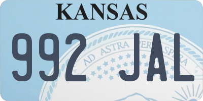 KS license plate 992JAL