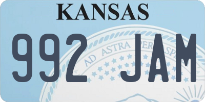 KS license plate 992JAM