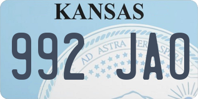 KS license plate 992JAO