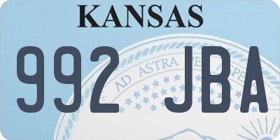 KS license plate 992JBA