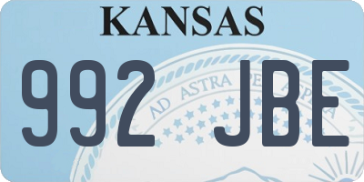 KS license plate 992JBE