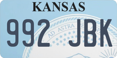 KS license plate 992JBK