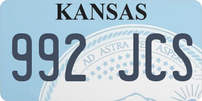 KS license plate 992JCS