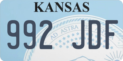 KS license plate 992JDF