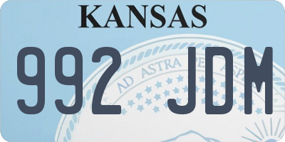 KS license plate 992JDM