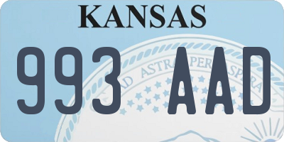 KS license plate 993AAD