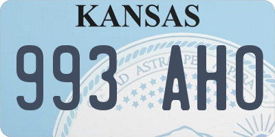KS license plate 993AHO