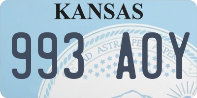 KS license plate 993AOY