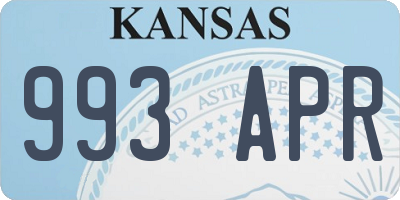 KS license plate 993APR