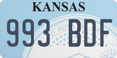 KS license plate 993BDF