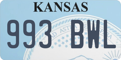 KS license plate 993BWL