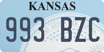 KS license plate 993BZC