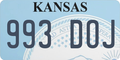 KS license plate 993DOJ