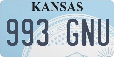 KS license plate 993GNU