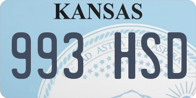KS license plate 993HSD