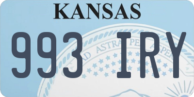 KS license plate 993IRY