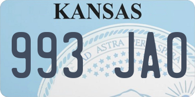 KS license plate 993JAO