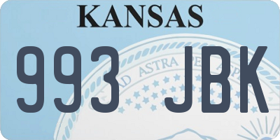 KS license plate 993JBK