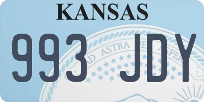 KS license plate 993JDY