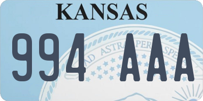 KS license plate 994AAA