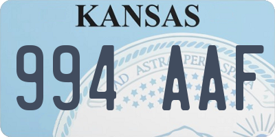 KS license plate 994AAF