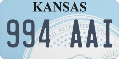 KS license plate 994AAI