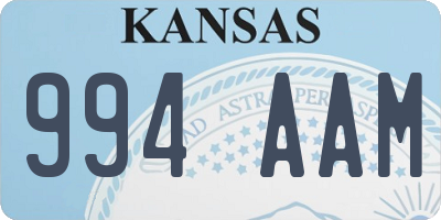 KS license plate 994AAM