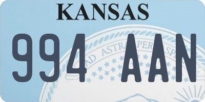 KS license plate 994AAN