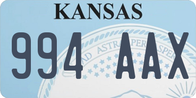 KS license plate 994AAX