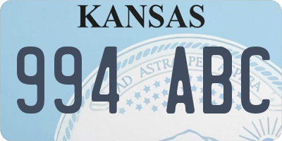 KS license plate 994ABC