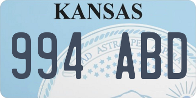 KS license plate 994ABD