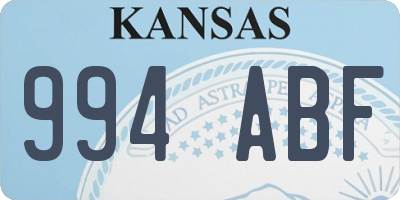 KS license plate 994ABF