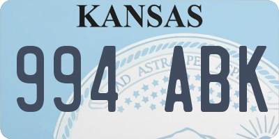 KS license plate 994ABK