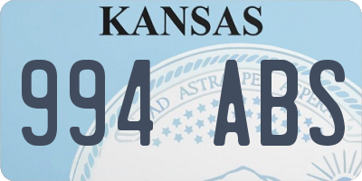 KS license plate 994ABS