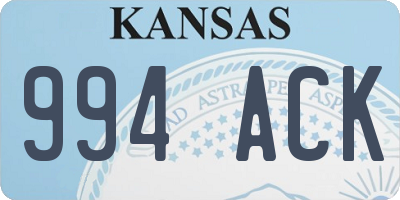 KS license plate 994ACK