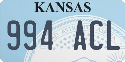 KS license plate 994ACL