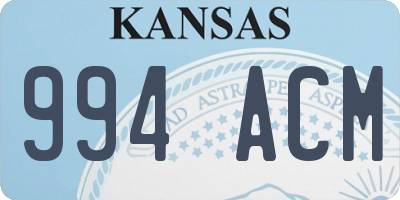 KS license plate 994ACM