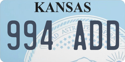 KS license plate 994ADD