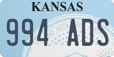 KS license plate 994ADS