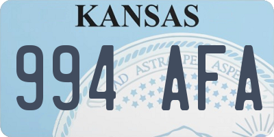 KS license plate 994AFA