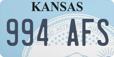 KS license plate 994AFS