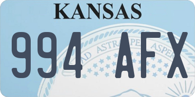 KS license plate 994AFX