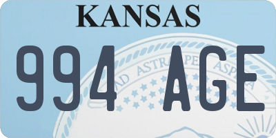 KS license plate 994AGE