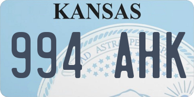 KS license plate 994AHK