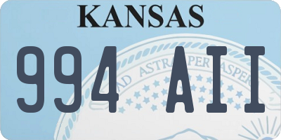 KS license plate 994AII