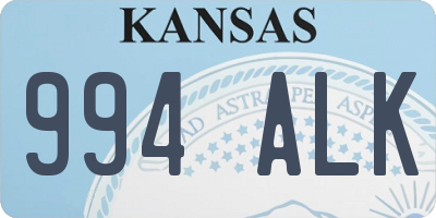 KS license plate 994ALK