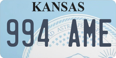 KS license plate 994AME